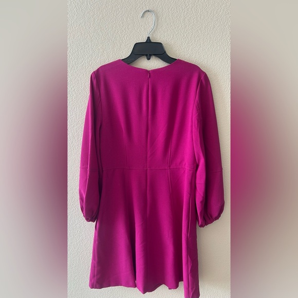 Eliza J Long Sleeve Fit & Flare Magenta Dress With Pockets Size 8 - Picture 6 of 7